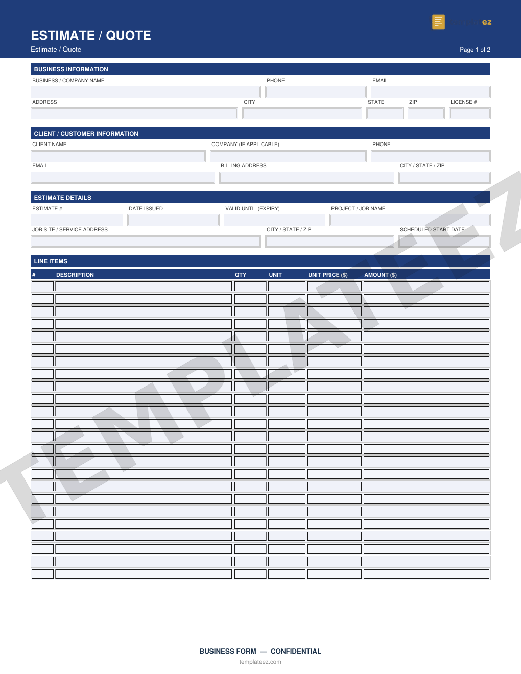 Estimate - Quote preview