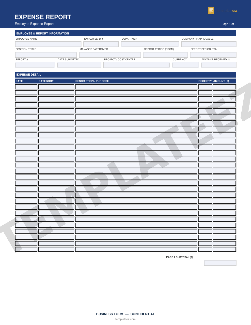 Expense Report preview