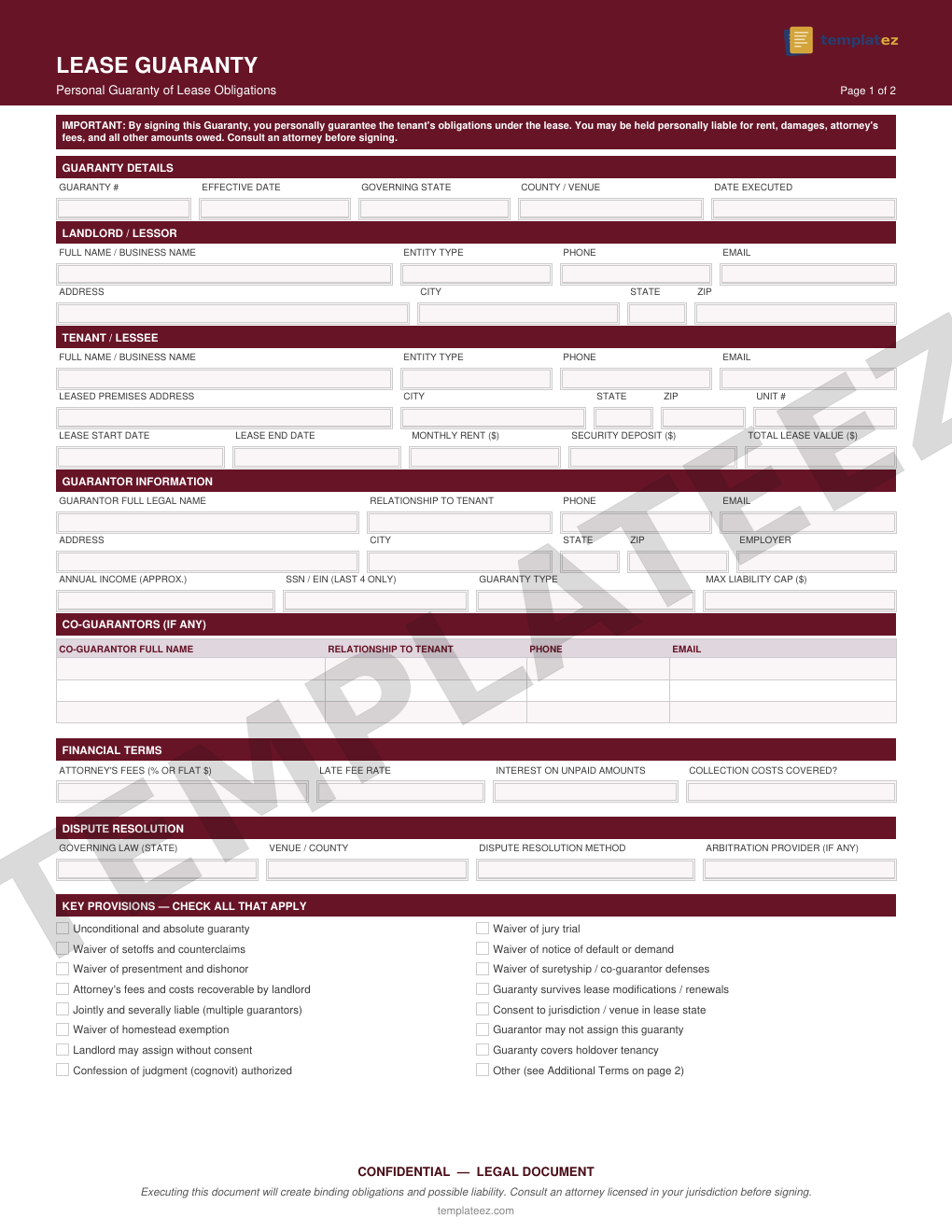 Lease Guaranty preview