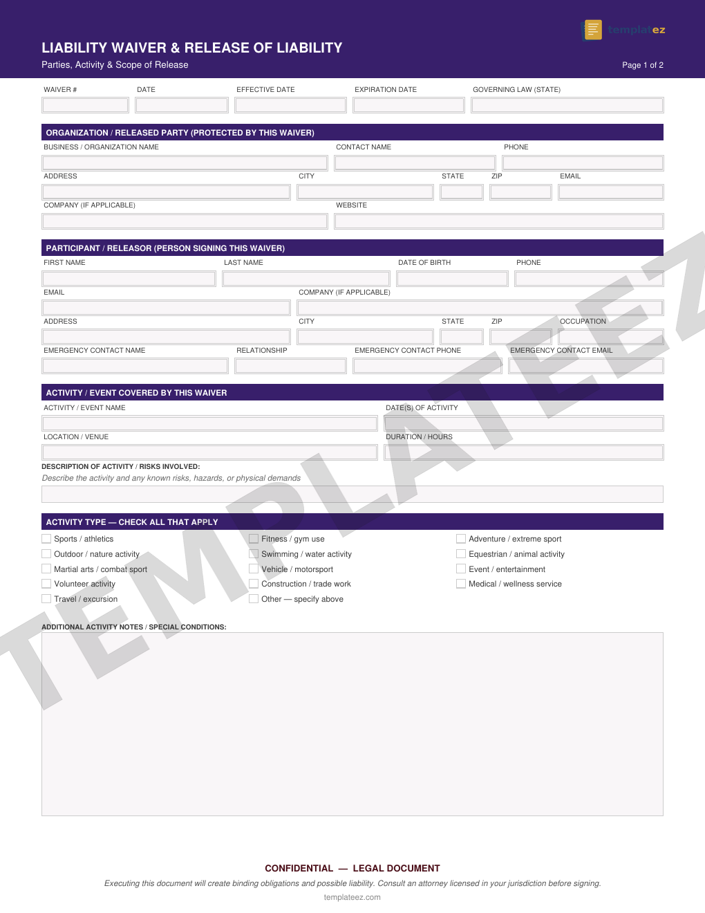 Liability Waiver preview