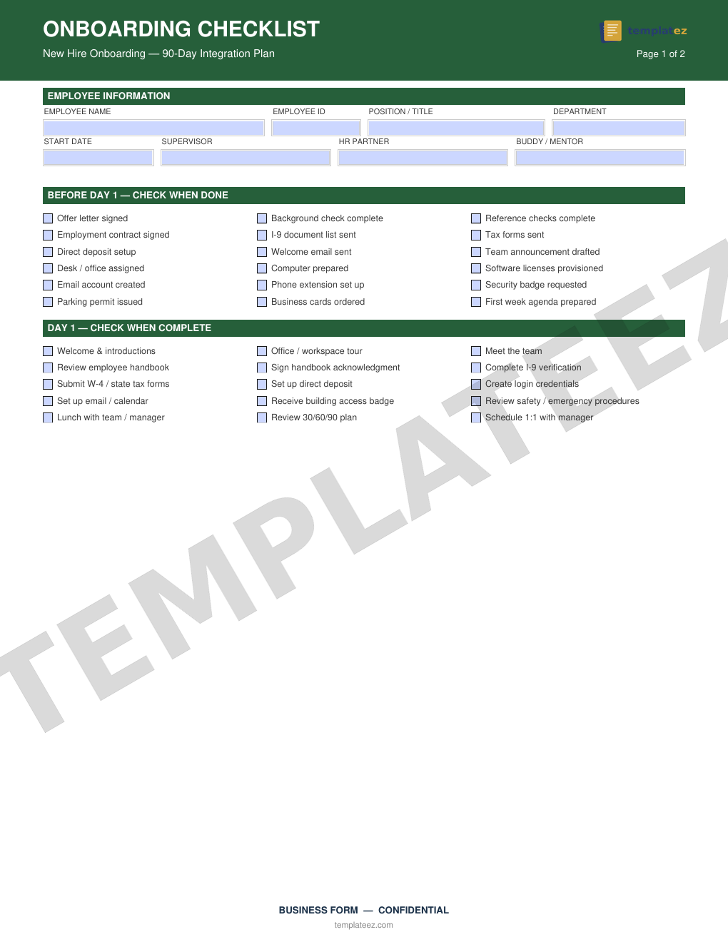 Onboarding Checklist preview