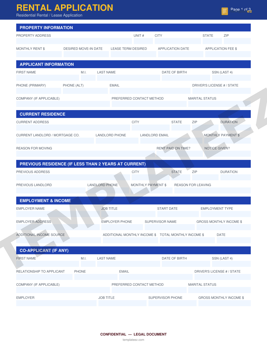 Rental Application preview